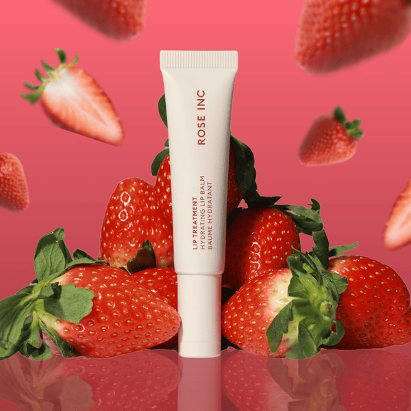 Rose Inc Lip Treatment Hydrating Lip Balm in shade Strawberry Red